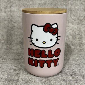 Hello Kitty Sanrio Pink Ceramic Cookie Snack Jar Canister w/ Bamboo Lid